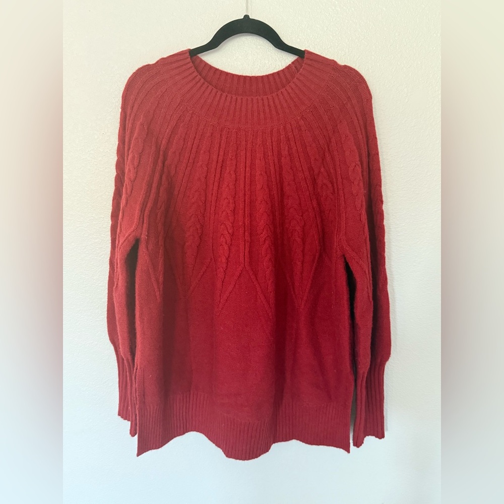 Amazon Cozy Red Plus Size Cable Knit Sweater Size 1X